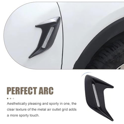2 PCS 3D Car Side Vent Trim Covers, ABS Shark Gill Air Intake Decoration, 8.11" × 6.69" Self-Adhesive Car Hood Fender Decor, Universal for Most Cars (Black)