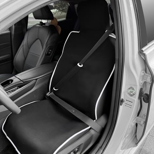 Universal Cloth Car Seat Covers Full Set with Buckle Fastening, Water-Resistant Fabric Auto Interior Protector – Fits Most Cars, SUVs, Trucks (Black) - style: Black