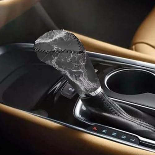 2 Pcs Marbling Print Car Handbrake Cover Gear Shift Knob Cover, Universal Fit Anti Skid Universal Car Accessories for Truck SUV Sedan Van - color: Marbling A - Black and White