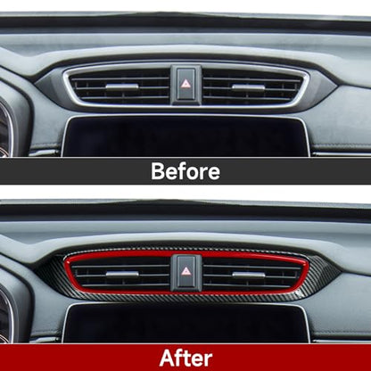 Center Air Vent Outlet Decal for Honda CR-V 2017 2018 2019 2020 2021 2022 Accessories CRV ABS Carbon Fiber Stickers - color: Center Air Vent Outlet, Black Red