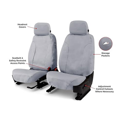 Covercraft Polycotton Custom Seat Covers | Fits 2024 Toyota Corolla Cross (Excludes Hybrid) | 1st Row Bucket Seats, Grey