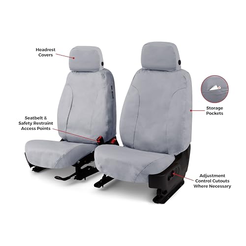 Covercraft Polycotton Custom Seat Covers | Fits 2023-2025 Toyota Prius (Includes PHEV) | 1st Row Bucket Seats, Grey