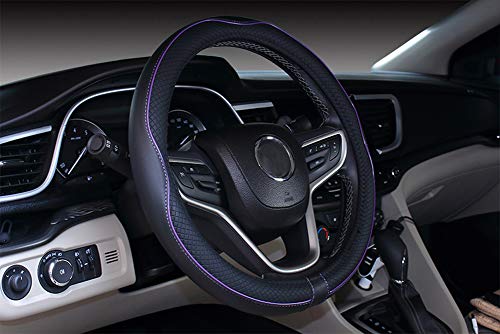 Mayco Bell Large Size Steering Wheel Cover Anti-Slip,Safety,Soft,Breathable,Durable,Full Surround,Comfortable Grip Microfiber Leather (15.5-16 inch, Black Purple) - color: Black Purple, size: 15.25''-16''