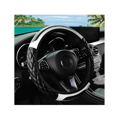Car Steering Wheel Cover, 14.5-15inch Leather Anti-Slip Car Wheel Cover Protector, Safety Comfortable Desgin, Universal Auto Steering Wheels Accessories for Cars Truck SUV (White) - color: White
