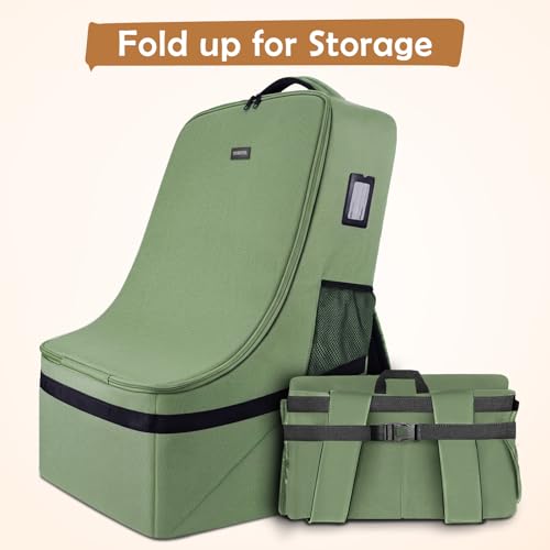YOREPEK Padded Car Seat Bags for Air Travel, Car Seat Travel Backpack with Shoulder Straps, Gate Check Carsat Bag, Baby Travel Essentials for Flying - color: Olive Green