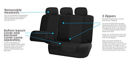 FH Group Full Set Cloth Car Seat Covers - Universal Fit, Low Back Front Seat Covers, Airbag Compatible, Split Bench Rear Seat, Washable Seat Cover for SUV, Sedan, Van, Black - color: Black, style: Full Set
