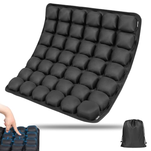Travel Seat Cushion for Airplane, Press-Type Air Inflatable Cushion, Portable Ergonomic Comfort with Non-Skid Bottom for Long Flights, Office, Camping, Wheelchair, Travel, Driving
