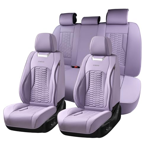 Coverado Car Seat Covers Full Set, Nappa Leather Seat Covers for Cars, Waterproof Automotive Car Seat Covers Interior Accessories Universal Fit Most Sedans, SUVs, Pick-up Trucks (Purple) - color: Purple, size: FullSet