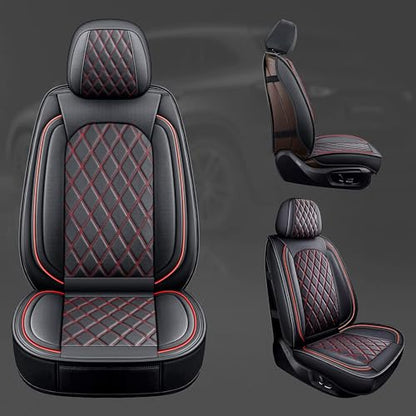 MIROZO Ram Seat Covers Full Set, Waterproof Truck Seat Cover Leather Car Seat Protector Compatible with 2009-2026 RAM 1500/2500/3500 Crew Quad Cab Pickup with Split Curved Bench 40/60,Black and Red - color: Black and Red, size: FullSet（Curved Back）