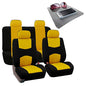 FH Group Bright Flat Cloth Full Set Automotive Seat Covers Front Set and Rear Solid Bench Yellow Black Seat Covers w. Gift Universal Fit Interior Accessories for Cars Trucks and SUVs - color: Yellow