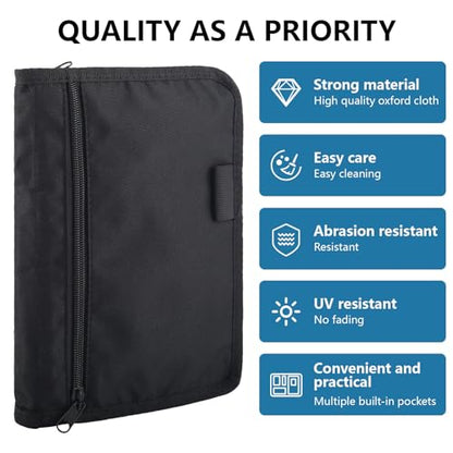 vvag Car Registration Insurance Holder,Glove Box Compartment Organizer with Multiple Pockets,Zipped Design Document Holder Owner Manual Case,Glove Bag for Registration,Insurance,Driving Licence,Cards