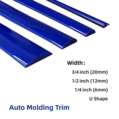 16Ft Dark Blue Car Motor Bike Self-Adhesive Exterior and Interior Molding Trim Universal Dashboard Bumper Window Door Body Side Decorative Strip Scratch-Proof (Width: 1/2 inch (12mm))