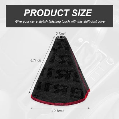 Car Shift Boot Cover, Fabric Shifter Lever Knob Boot Dustproof Cover with Stitch, Manual Automatic Speed Shifter Boots Gear Gaiter for Most Vehicles, Car Accessories (Black) - color: Black