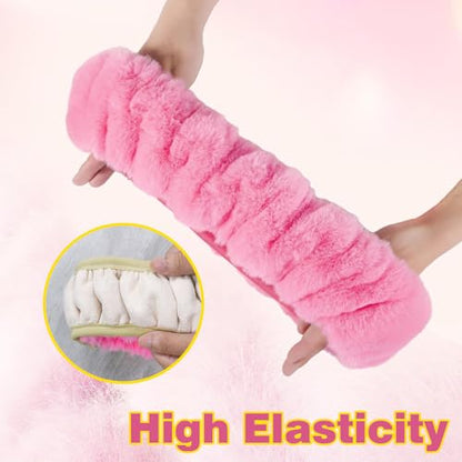 KAFEEK Fluffy Steering Wheel Cover 15 inch, Soft Fuzzy Steering Wheel Cover for Winter Warm, Anti-Slip, Comforting and Luxurious, Pink
