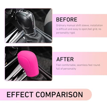 2 PCS Car Gear Shift Knob Cover, Anti-Slip Gear Stick Shifter Protector, Elastic Silicone Shift Protector Cover, Universal for Men, Women, Truck, SUV (Pink) - color: Pink