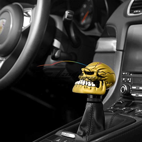 EZAUTO WRAP Yellow Universal Manual Wicked Skull Head Gear Stick Car Shift Knob Shifter Halloween - color: Yellow