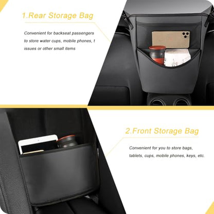 Tumecos Car Handbag Holder Between Seats, Multifunctional Car organizer for Center Armrest Box,Car Storage Bag Pocket Handbag Purse Holder for Storage, Large capacity, wear resistant(Black)