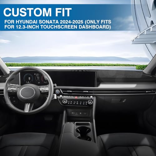 KUST Black Dash Cover for Hyundai Sonata 2024 2025 2026 (Only fits for 12.3-inch Touchscreen) Polyester Dashboard Cover Non-Slip Interior Accessories for Sonata Custom Fit Dash Mat No Glare - size: Sonata 24-26(Black)