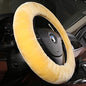 Plush Fuzzy Fluffy Wool Sheepskin Car Steering Wheel Cover for Girls Women Cozy Universal Soft Car Auto 14 1/2-15 1/2inchs (Golden Yellow) - color: Golden Yellow
