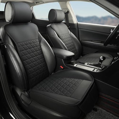 Black Seal 2-Pack Front Car Seat Covers, Faux Leather Seat Bottom Covers with Partial Backrest Protection, Side Wrap Design, Universal Fit for Most Cars, SUVs, Trucks, Vans (Black) - color: 2-Pack-Black