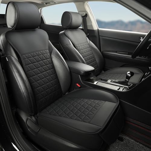 Black Seal 2-Pack Front Car Seat Covers, Faux Leather Seat Bottom Covers with Partial Backrest Protection, Side Wrap Design, Universal Fit for Most Cars, SUVs, Trucks, Vans (Black) - color: 2-Pack-Black