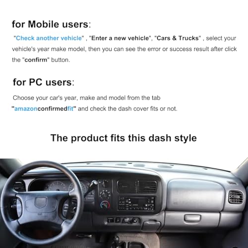 Dash Cover Mat Custom Fit for Dodge Dakota Durango Dashboard Cap Pad Carpet Protector K302 (Black)