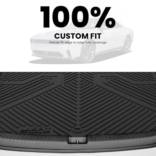 LASFIT Cargo Mat for Dodge Charger Daytona 2024 2025 2026 Scat Pack & R/T (Fit 2-Door, Not for 4-Door), All Weather TPE Custom Fit Trunk Mats Cargo Liners, Black - style: 5) Charger Daytona | 2024-2026 | Trunk Mat