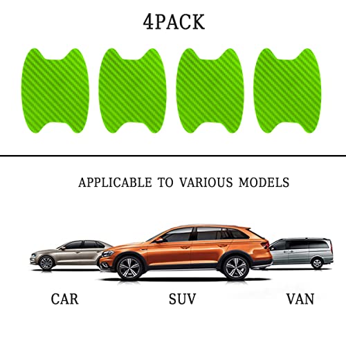 Blilo 4PCS Universal Carbon Fiber Door Handle Protector Stickers, Green, Carbon Fiber Texture, Anti-Scratch, Easy to Install - color: Green/4PCS