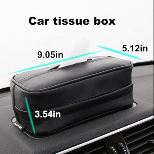 Car Tissue Holder, Travel Napkin Dispenser - PU Leather Fits Most Cars, SUVs, Trucks, and Vans