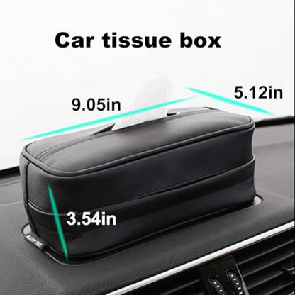 Car Tissue Holder, Travel Napkin Dispenser - PU Leather Fits Most Cars, SUVs, Trucks, and Vans