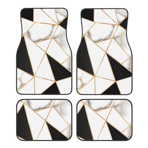 Universal Fit Car Floor Mats, White and Black Marble Abstract Modern Crack Geometric Pattern Set of 4pcs Car Carpet Fit for SUV, Vans, Sedans, Trucks - color: Marble
