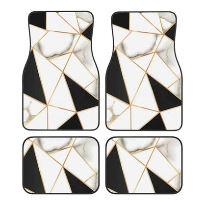 Universal Fit Car Floor Mats, White and Black Marble Abstract Modern Crack Geometric Pattern Set of 4pcs Car Carpet Fit for SUV, Vans, Sedans, Trucks - color: Marble