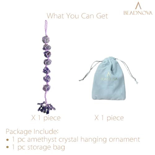 BEADNOVA Car Crystal Hanging Ornament Amethyst Positive Energy Gifts Crystal Car Accessories for Healing Decoration Yoga Meditation Home Decor