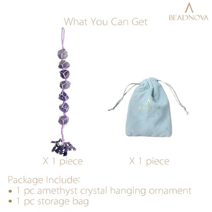 BEADNOVA Car Crystal Hanging Ornament Amethyst Positive Energy Gifts Crystal Car Accessories for Healing Decoration Yoga Meditation Home Decor
