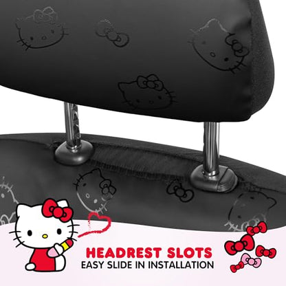Carbella Hello Kitty Car Seat Covers - Cute Front Seat Covers, PU Leather Seat Covers for Cars, SUV, Van, Trucks, Hello Kitty Car Accessories 2pc Black - color: Seat Covers Leather-Black, style: Hello Kitty