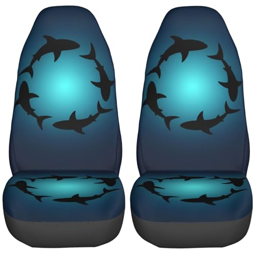 Dujiea Sea Animals Shark Car Front Seat Covers 2 Pcs Universal Auto Seat Covers Front Seats Only, Vehicle Bucket Seat Protectors Fit for Most Car SUV Sedan and Truck - color: Sea Animals Shark