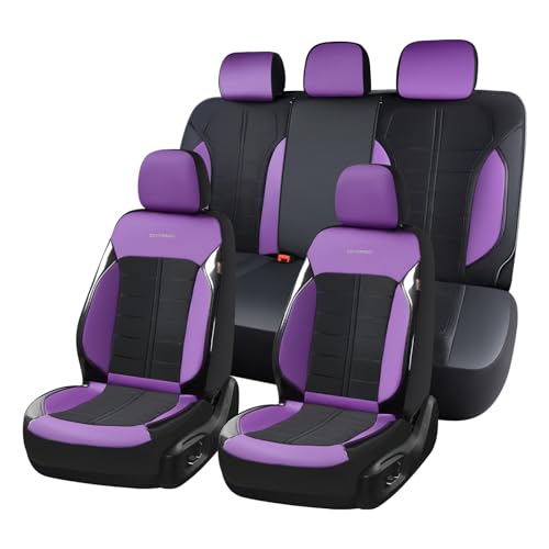 Coverado Air Mesh Seat Cover, Car Seat Cover Full Set, 3D Breathable Seat Protectors Sports Carbon Fiber Design Airbag Compatible Comfort Universal for Most Cars, Van,Trucks, SUV, Black&Purple - color: Black&Purple, size: Full Set