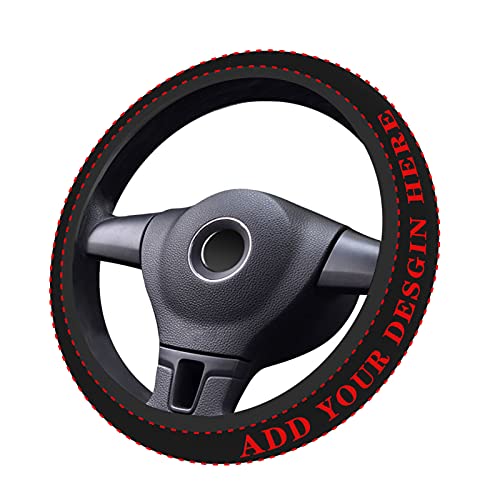 Custom Stretchy Neoprene Car Steering Wheel Cover, Add Your Own Personalized Text Message Image Anti Slip and Sweat Absorption Universal Fit Vehicle, SUV, Trucks