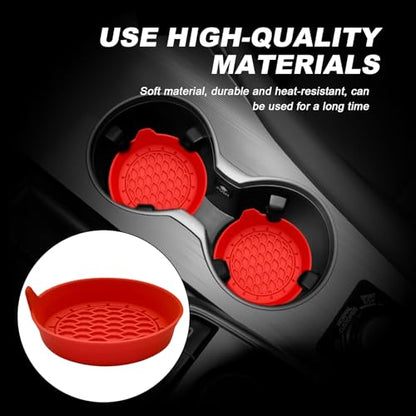 4-Pack Universal Cup Holder Coasters, Black Silicone Inserts - Keep Your Car Clean with Non-Slip & Spill-Proof Coasters for All Vehicles (Red) - color: Red
