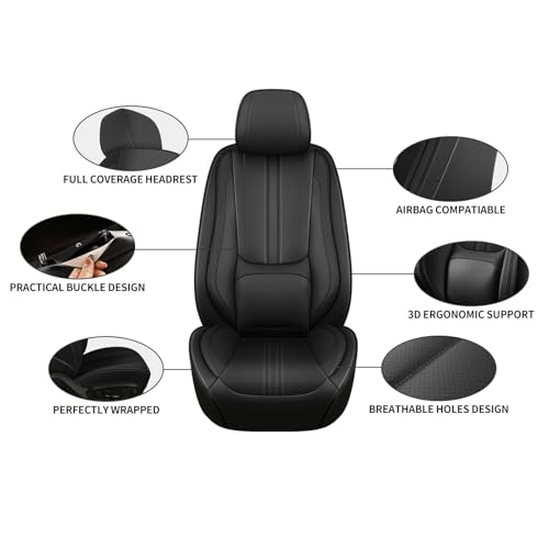 Car Seat Covers Full Set Fit for Forester 2002-2026,Luxury Faux Leather Seat Covers 5 Seats, Breathable Anti-Slip Seat Protectors with Lumbar Support(Black,Full Set) - color: Black, size: Fit for Forester