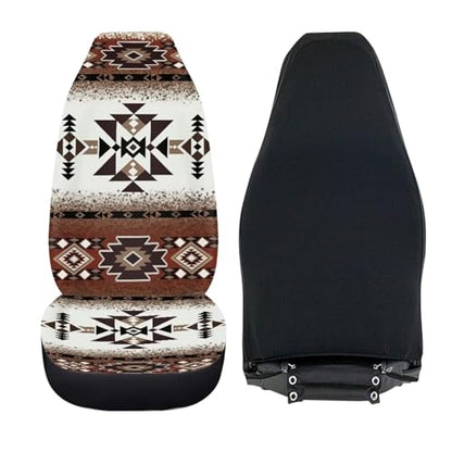 Geometric Navajo Ethnic Tribe Print Car Seat Covers, 2 Pieces Washable Vehicles Front Seat Protectors, Scratch-Resistant Bucket Seat Cover Fits Most Vehicles, Sedans, Trucks, SUVs, Vans - color: Geometric Navajo Ethnic Tribe