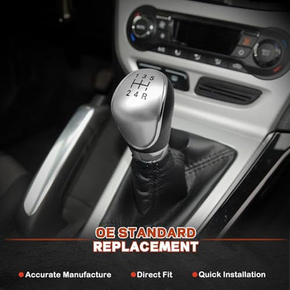5 Speed Manual Transmission Gear Shift Knob Cover Compatible with Ford Escape Kuga Focus Fiesta mk7 2008-2013 Shifter Lever Knob Replacement Parts Silver - color: Silver, size: 5 Speed