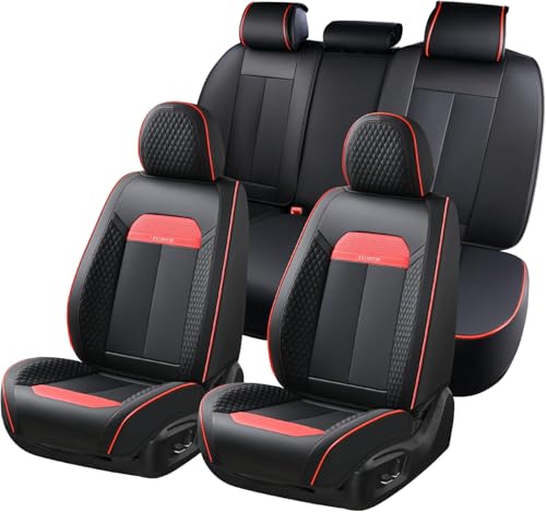Car Seat Covers Full Set, Automotive Seat Covers, Black Car Seat Cover, Waterproof Seat Protectors Universal fit for Car Truck Van SUV - Black&red line - color: New Black&red line, size: Fullset