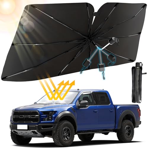 Car Windshield Sun Shade Umbrella, Foldable Windshield Sunshade Front Cover with UV Block, 360°Rotation Bendable Front Window Heat Insulation Protection for Auto Windshield Covers - 56.3"x33.9" - size: XL