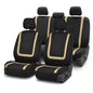 FH Group Car Seat Covers Unique Flat Cloth Full Set Automotive Seat Covers Front Set and Rear Solid Bench Beige Black Seat Covers w. Gift Universal Fit Interior Accessories for Cars Trucks and SUVs - color: Beige