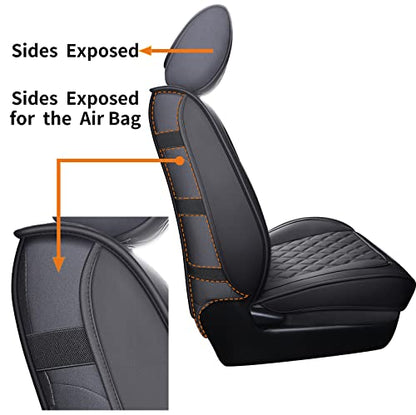 Toyota Tacoma Seat Covers Custom Fit 2005-2026 TRD Pro Magnetic Gray Limited SX Package Double Cab Pickup Truck Waterproof Leather Front Car Cushions (2 PCS Front, Black) - color: 2 PCS Front/Black