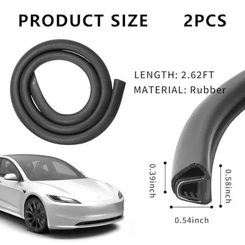 Temmis 2PCS Car Door Seal Strip 2.62FT, Buckle Design Automotive Door Soundproofing Weather Rubber Stripping, Auto Interior Accessories for Car Truck Door