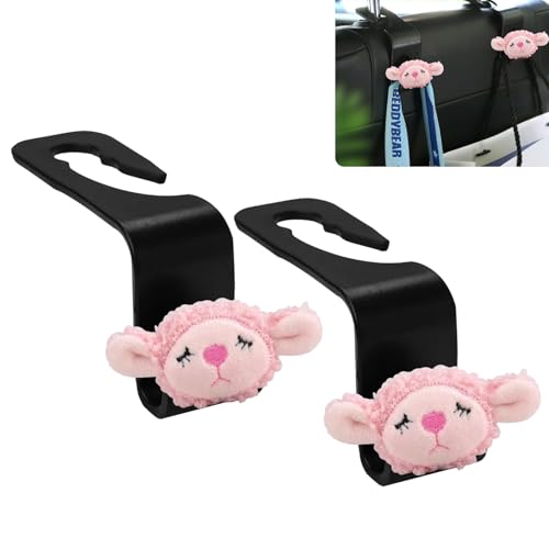 Sheep Car Seat Headrest Hook 2 Pack Car Purse Hook Cars Seat Hooks for Headrest Universal for Handbag Bags Drink Grocery Coat Universal Vehicle,Cars Interior Accessories Sheep Gifts for Women Men - color: Sheep