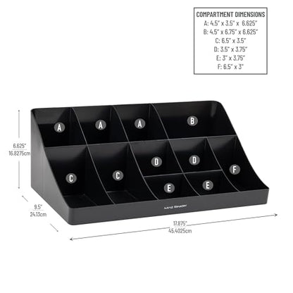 Mind Reader Cup and Condiment Station, Countertop Organizer, Coffee Bar, Kitchen, Stirrers, 17.875"L x 9.5"W x 6.625"H, Black - color: Black