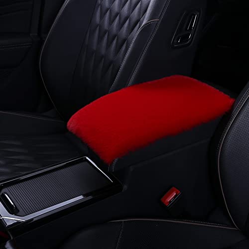 1 Set 6 Pcs Fluffy Car Steering Wheel Cover & Seat Belt Shoulder Pads & Handbrake Cover & Gear Shift Cover Set & Seat Belt Shoulder Pads Faux Wool Universal Fit Car Interior Accessories (Red) - color: Red